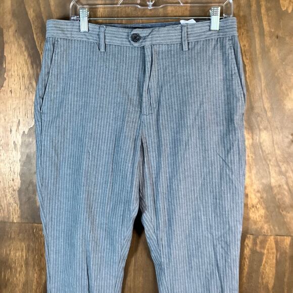 Banana Republic Mens Pants Blue Pinstripe Slim Tapered Fit Stretch 32x30 - Picture 2 of 11